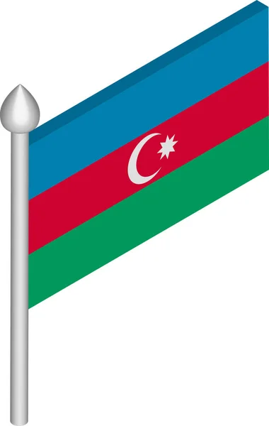 Vektor Isometric Illustration of Flagpole with Azerbaijan Flag - Stok Vektor