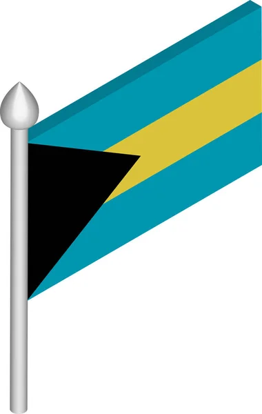 Vektor Isometric Illustration of Flagpole with Bahama Flag - Stok Vektor