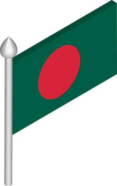 Illustration vectorielle isométrique de Flagpole avec drapeau du Bangladesh — Image vectorielle