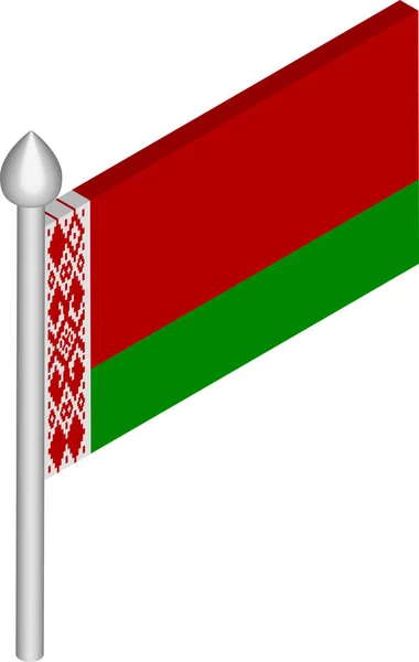 Wektor izometryczny ilustracja Flagpole z flagą Białorusi — Wektor stockowy