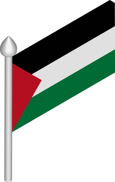 Vektor Isometric Illustration of Flagpole with Palestine Flag - Stok Vektor