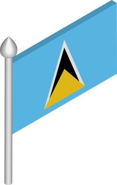 Saint Lucia Bayraklı Bayrak Direğinin Vektör Biyometrik İllüstrasyonu