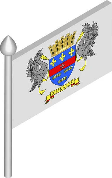 Wektor izometryczny ilustracja Flagpole z Saint Barthelemy flag — Wektor stockowy