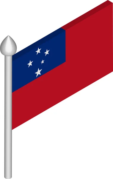 Samoa Bayrağı ile Bayrak Direğinin Vektör Biyometrik İllüstrasyonu — Stok Vektör