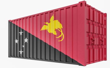 Papua Yeni Gine Bayrağı ile Kargo Konteyner 3d İllüstrasyon