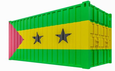 Sao Tome ve Principe Bayraklı Kargo Konteyner3d İllüstrasyon