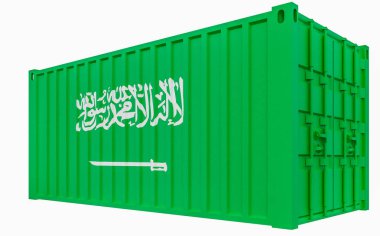 Suudi Arabistan Bayrağı ile Kargo Konteyner 3d İllüstrasyon