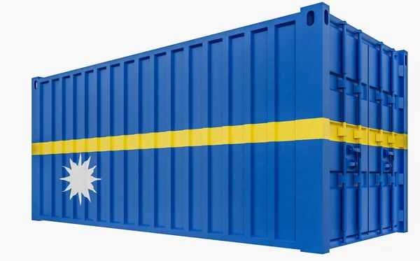 3D illustration av Last container med Nauru flagga — Stockfoto