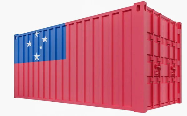 3D illustration av Last container med Samoa flagga — Stockfoto