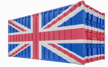 3d Birleşik Krallık Bayrağı ile Kargo Konteyner İllüstrasyon