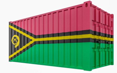 Vanuatu Bayraklı Kargo Konteyner3d İllüstrasyon