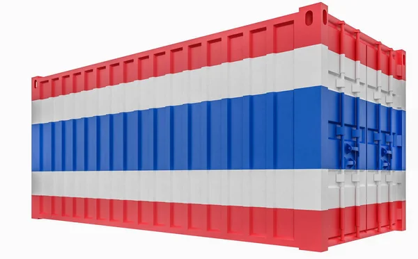 Ilustración 3D del contenedor de carga con bandera de Tailandia —  Fotos de Stock