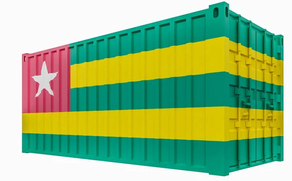 3D-Abbildung des Frachtcontainers mit Togo-Flagge — Stockfoto