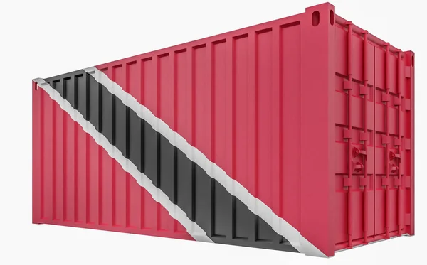 3D Illustration of Cargo Container with Trinidad and Tobago Flag — Stock Photo, Image