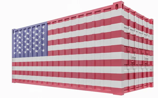 3D ілюстрація вантажних контейнерів з прапором США — стокове фото