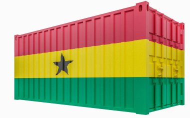 Gana Bayraklı Kargo Konteyner3d İllüstrasyon