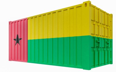 Gine-Bissau Bayraklı Kargo Konteyner3d İllüstrasyon