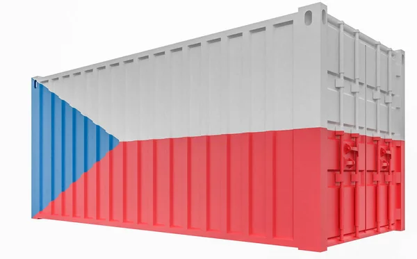 3D illustration av Last container med Tjeckien flagga — Stockfoto
