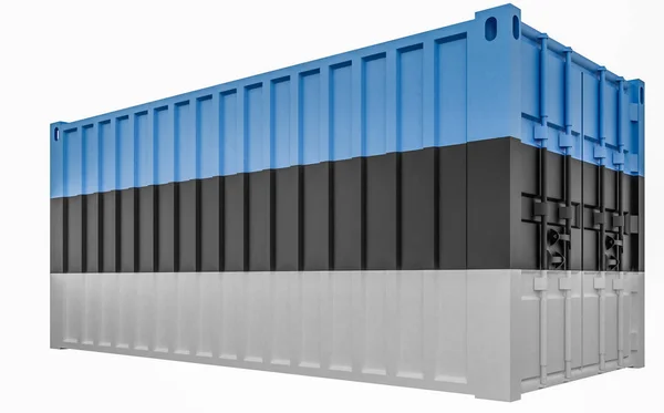 Ilustración 3D del contenedor de carga con bandera de Estonia —  Fotos de Stock