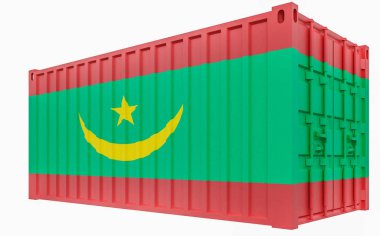 Moritanya Bayraklı Kargo Konteyner3d İllüstrasyon