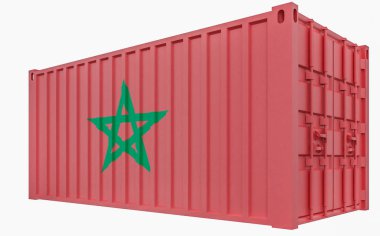 Fas Bayrağı ile Kargo Konteyner 3d İllüstrasyon