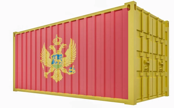 3D Illustration des Frachtcontainers mit montenegrinischer Flagge — Stockfoto