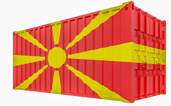 3D Illustration of Cargo Container with Macedonia Flag — Stock Photo, Image