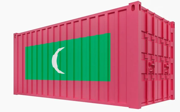 3D-Illustration eines Frachtcontainers mit Malediven-Flagge — Stockfoto