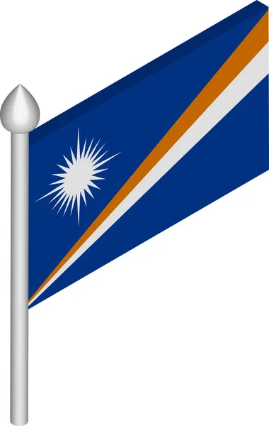 Vector Isometric Illustration of Flagpole with Marshall Islands Flag — стоковий вектор