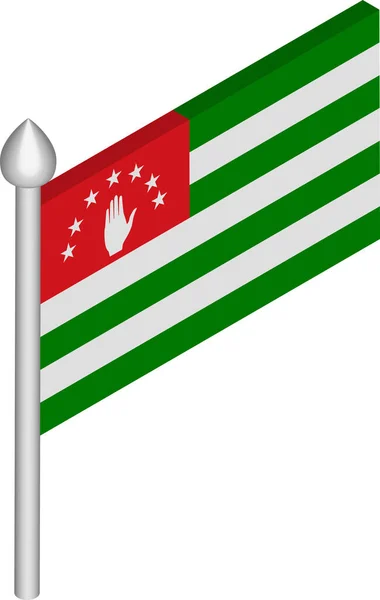 Vektorisometrische Darstellung des Fahnenmastes mit abchasischer Flagge — Stockvektor
