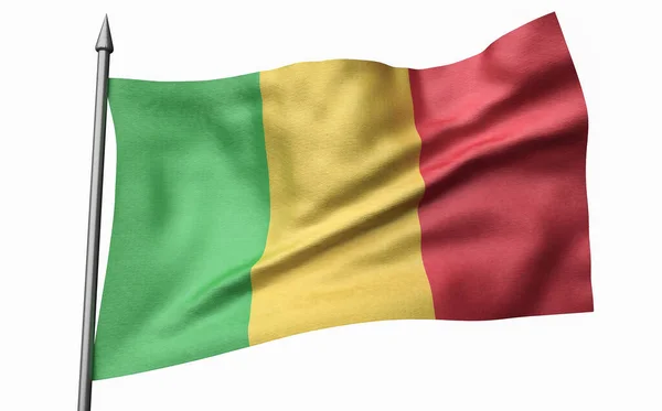 3D Illustratie van Flagpole met Mali vlag — Stockfoto