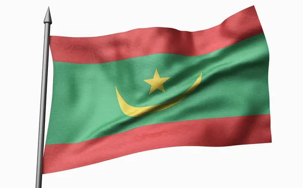 3D Illustration of Flagpole with Mauritania Flag — стокове фото