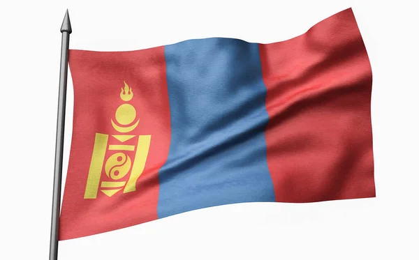 3D Ілюстрація флагштока з монгольським прапором — стокове фото