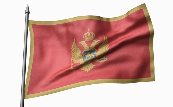 3D Illustratie van Flagpole met Montenegro vlag — Stockfoto