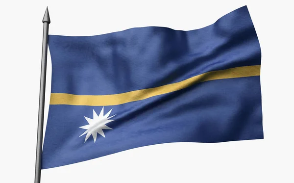3D ilustrace vlajkového stožáru s vlajkou Nauru — Stock fotografie
