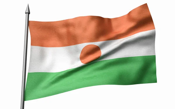 Illustration 3D de Flagpole avec le drapeau du Niger — Photo