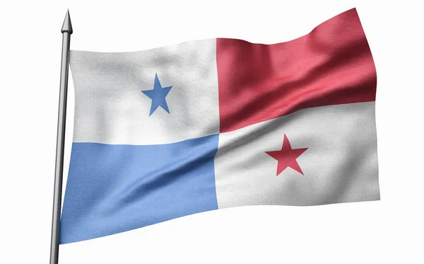 3D Illustration of Flagpole with Panama Flag — стокове фото