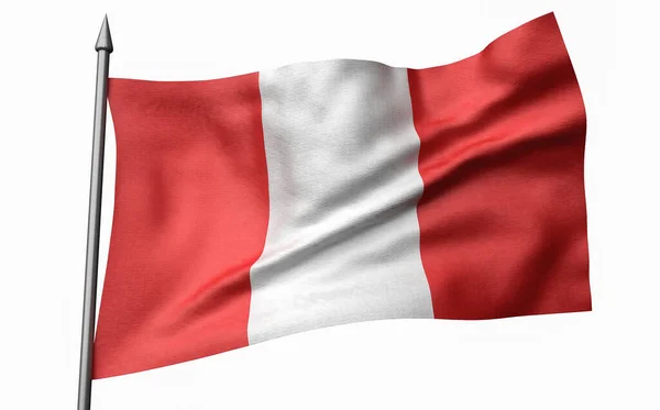 3D illusztráció a zászlórúd Peru zászló — Stock Fotó