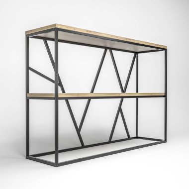 Modern bir tavan arası rafının 3D çizimi