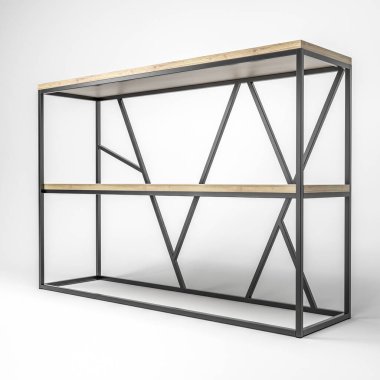 Modern bir tavan arası rafının 3D çizimi