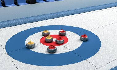 Curling oynamak için Ice Arena 'nın 3B Görünümü