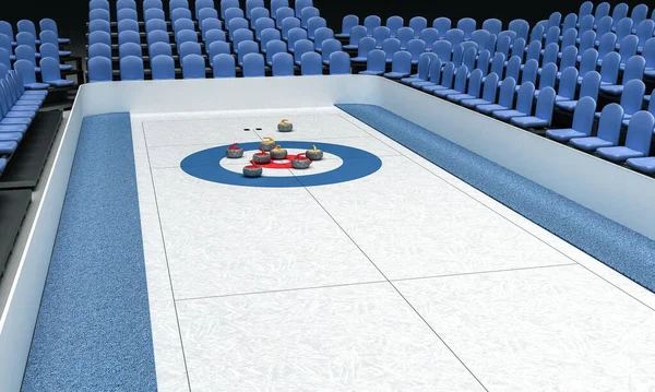 Illustration 3D de l'arène de glace pour jouer au curling — Photo