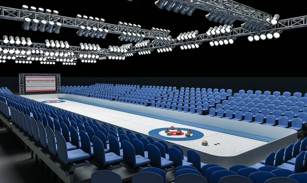 Illustrazione 3D dell'arena di ghiaccio per giocare a curling — Foto Stock