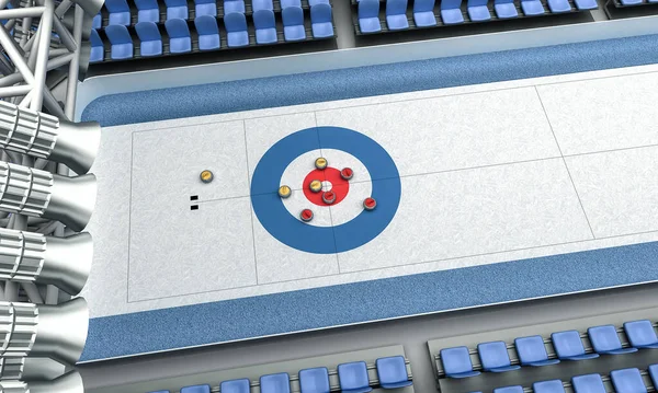 3D illusztrációja Ice aréna játék curling — Stock Fotó