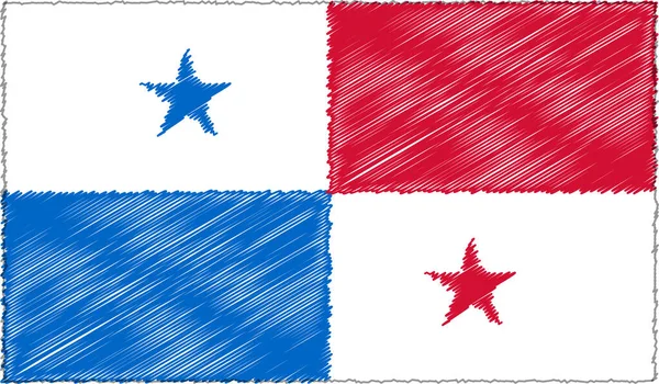 Vektor Illustration av skiss stil Panama flagga — Stock vektor