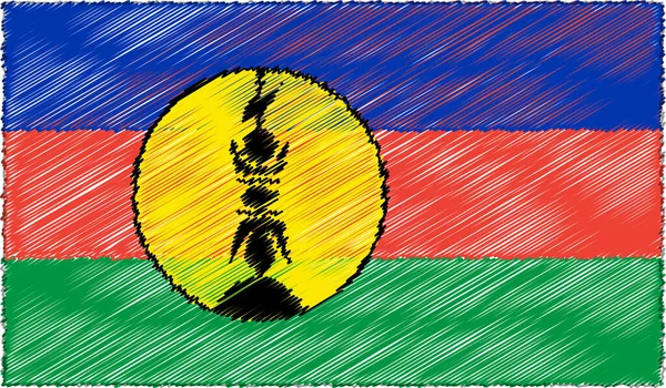 Ilustração vetorial do estilo do esboço Bandeira da Nova Caledônia —  Vetores de Stock