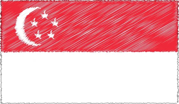 Vector Illustration of Sketch Style Singapore Flag — Stock Vector