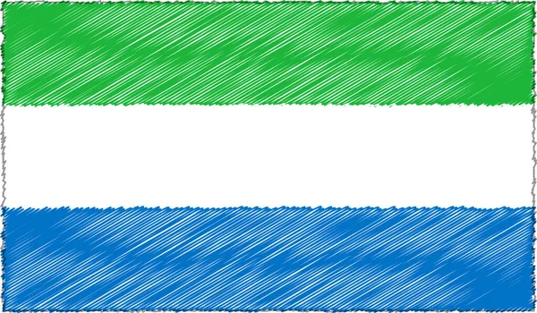 Illustrazione vettoriale dello stile Sketch Bandiera Sierra Leone — Vettoriale Stock