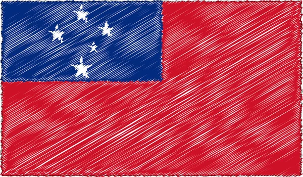 Vector Illustration of Sketch Style Samoa Flag — 스톡 벡터