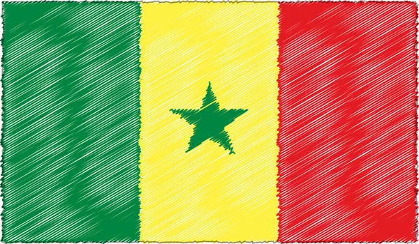Ilustracja wektorowa flagi Senegal stylu szkicu — Wektor stockowy